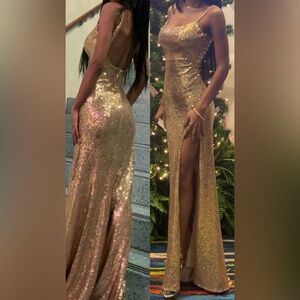 Elegant Gold Sequin Evening Gown